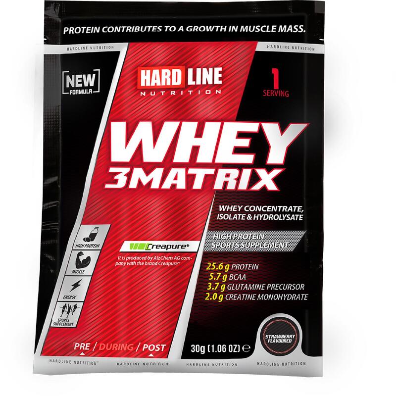 HARDLINE WHEY 3MATRIX PROTEİN TOZU - ÇİLEK - 30 GR (TEK KULLANIMLIK)