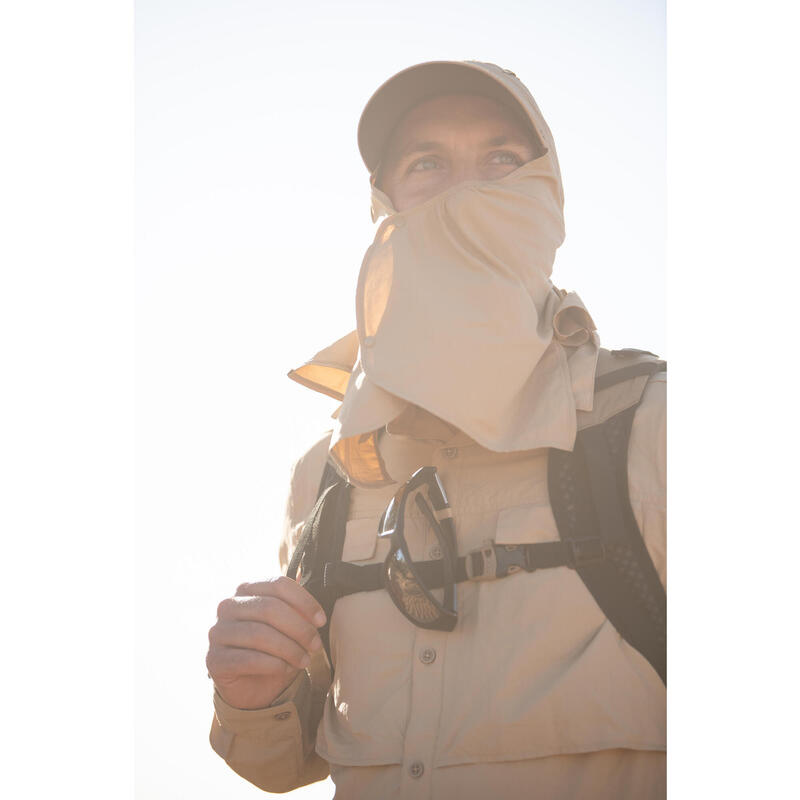 Uv-werend herenoverhemd met lange mouwen voor woestijntrekking Desert 900 beige