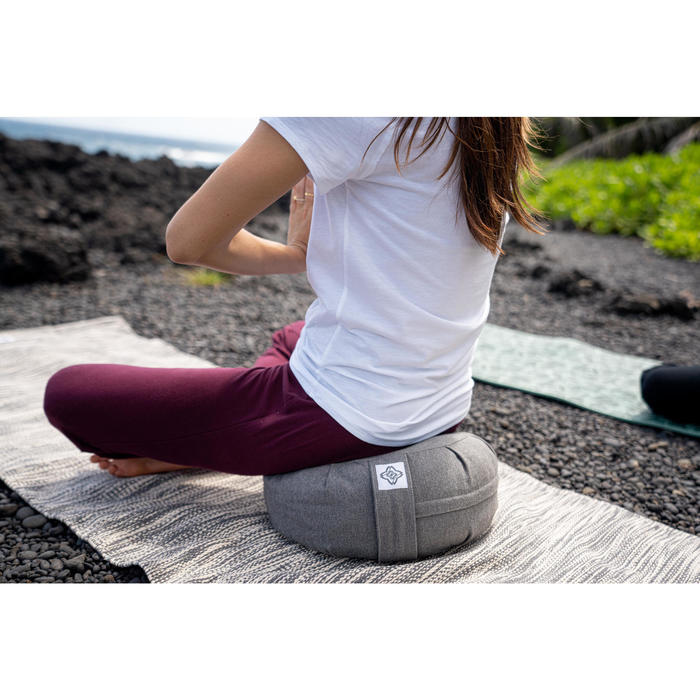 Yoga Meditation Zafu Cushion Mottled Grey Domyos Decathlon