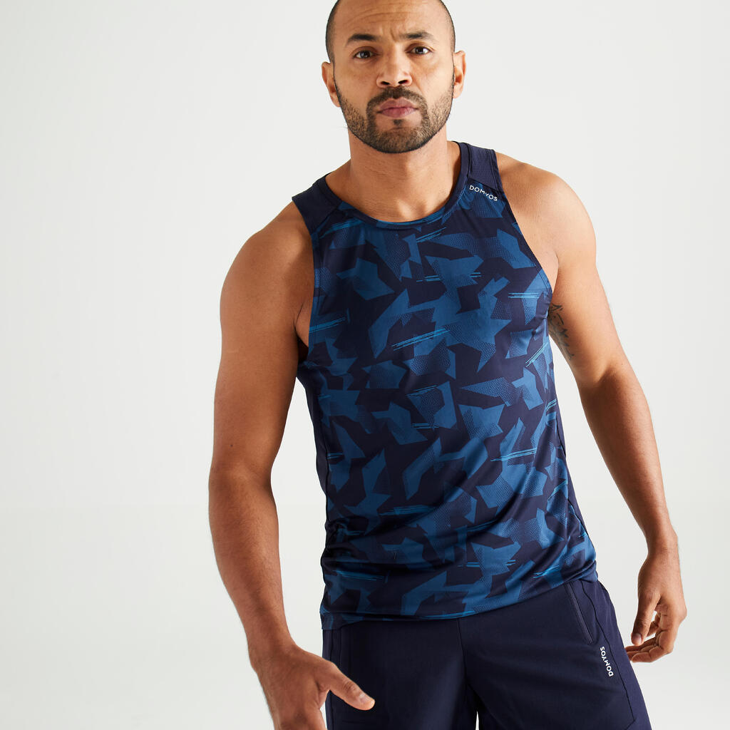 Muskelshirt Tank FTA 500 Fitness Cardio Herren Camouflage blau