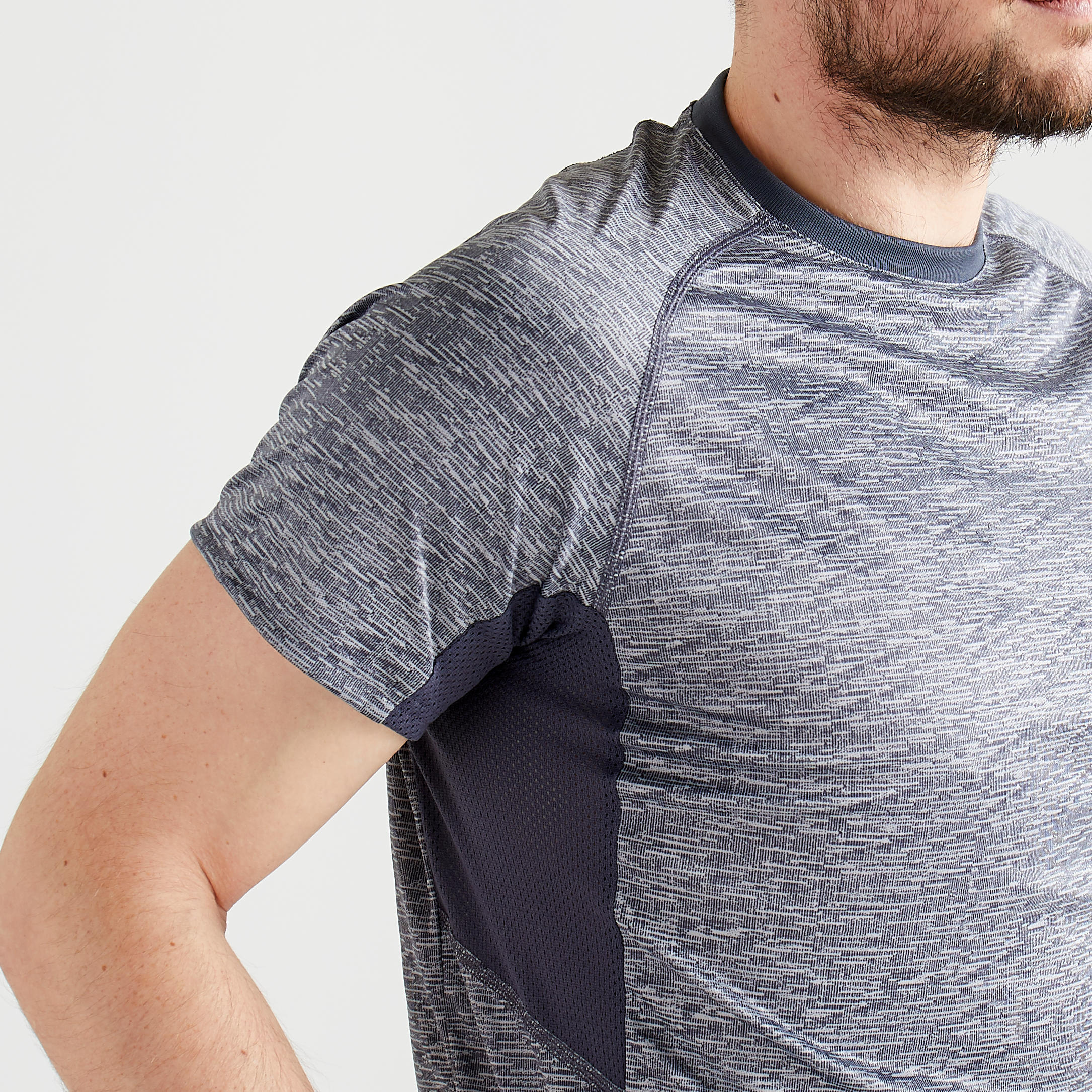 Cardio Fitness T-Shirt FTS 120 - Mottled Grey 3/8
