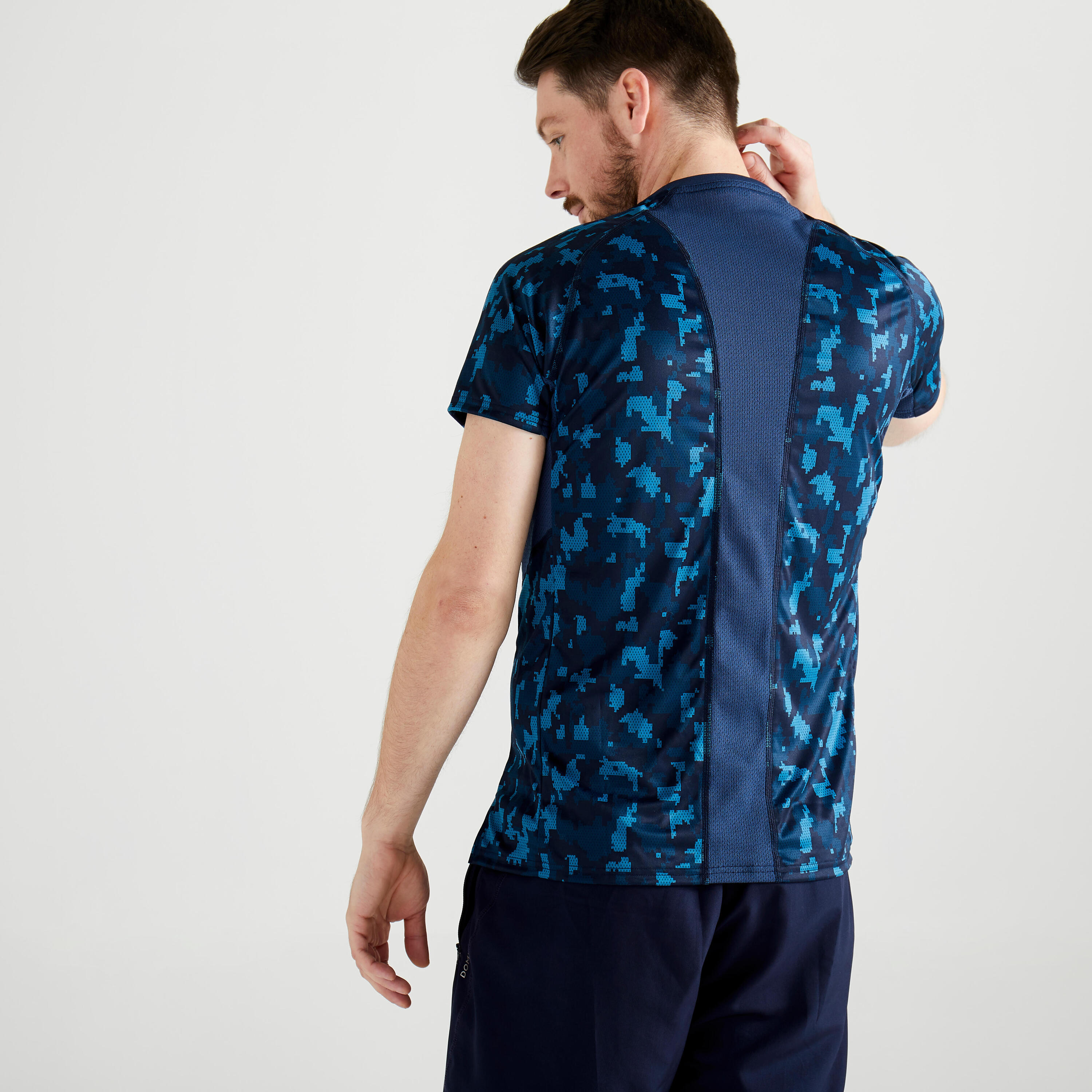 Cardio Fitness T-Shirt FTS 120 - Turquoise Blue Camo 4/8