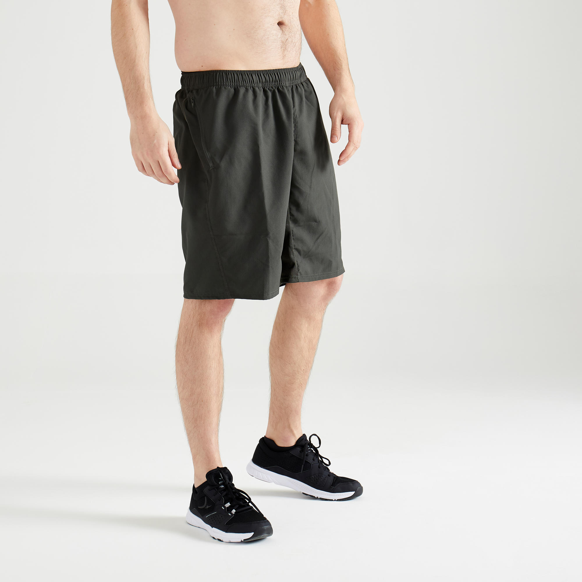 Pantaloncini Uomo Cardio Fitness 120 Verde Militare Domyos By Decathlon