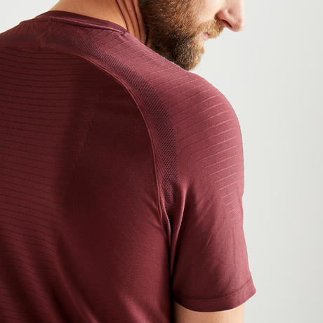 Men Fitness Cardio Training T Shirt 900 Burgundy Domyos By Decathlon
