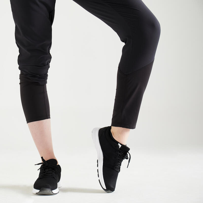 Pantalon jogging coupe carotte Fitness Cardio Femme Noir