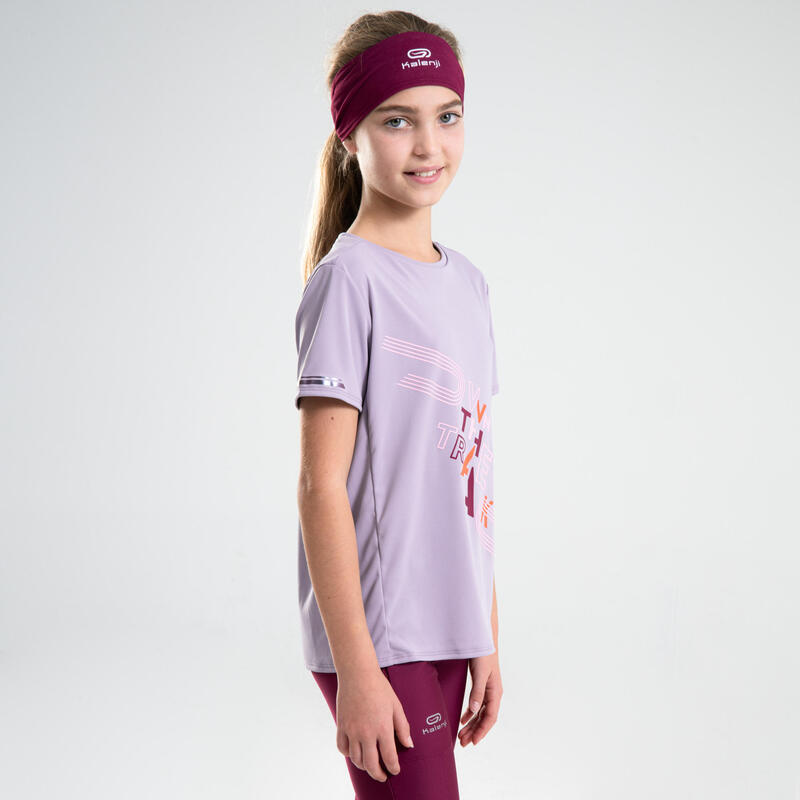 Dětské tričko na atletiku AT300 fialové 