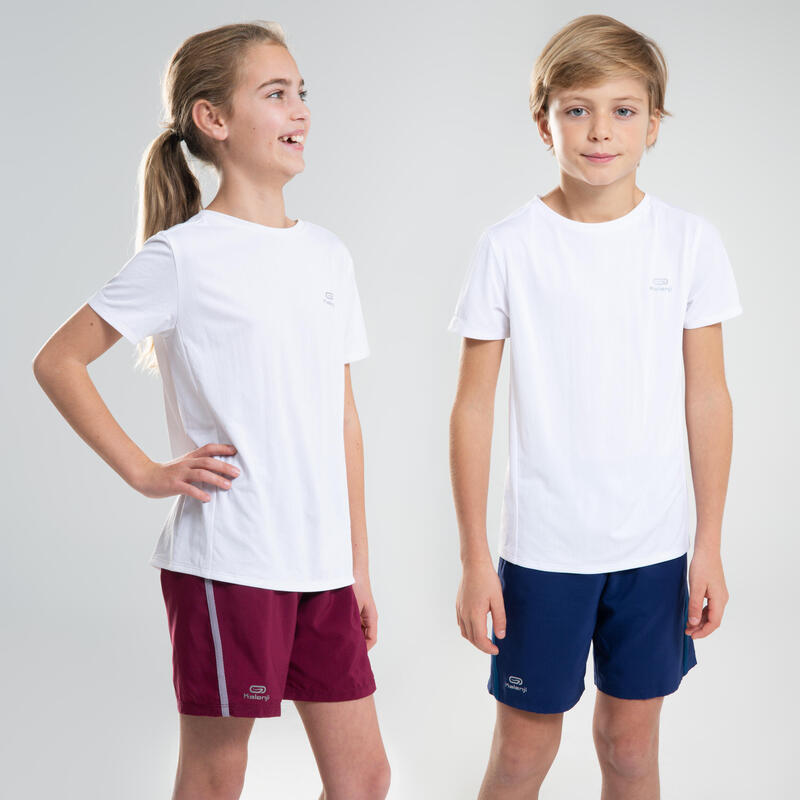 Tee-shirt d'athlétisme manches courtes respirant enfant AT 100 blanc