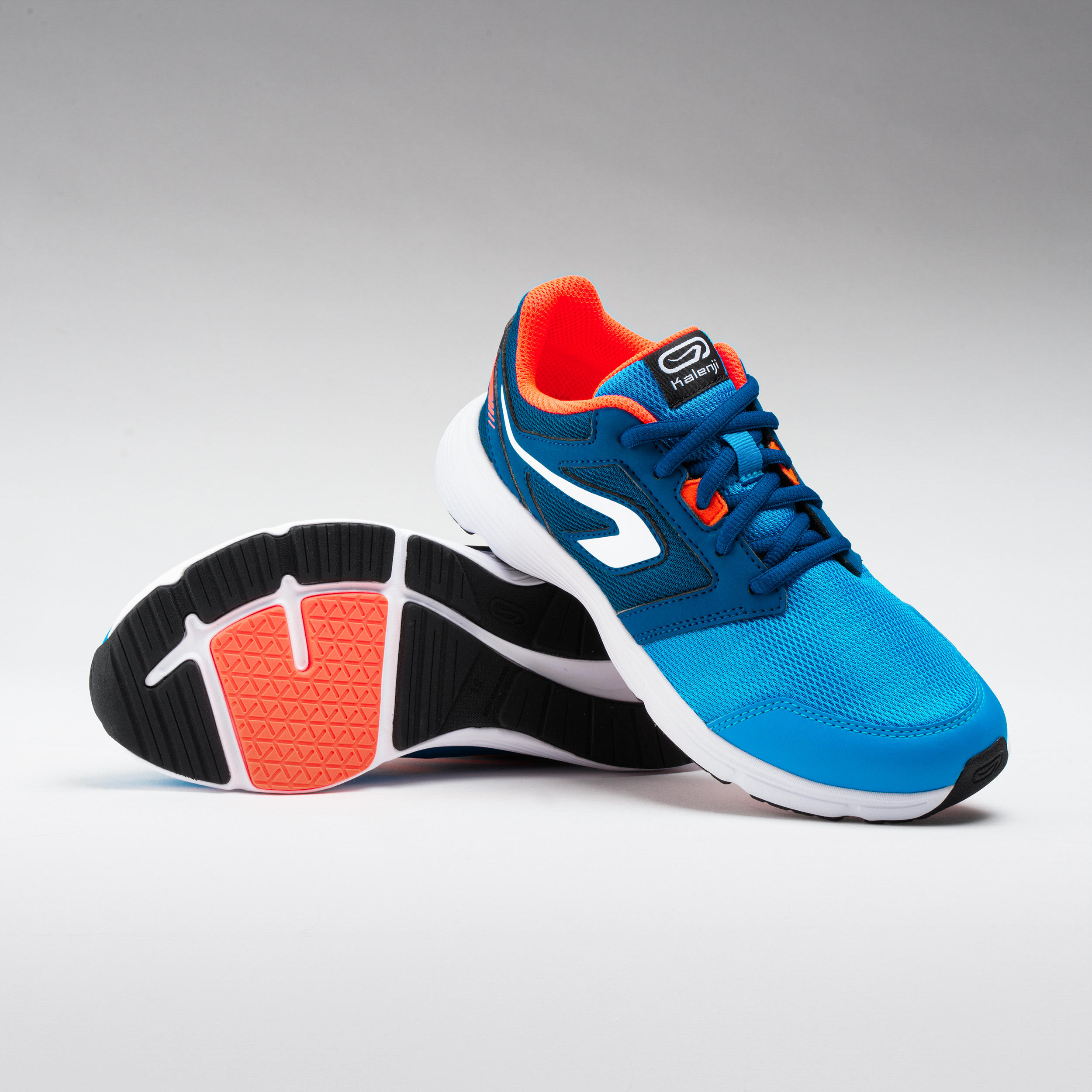 RUN SUPPORT KIDS' ATHLETICS SHOES LACES - TURQUOISE/NEON RED 6/8