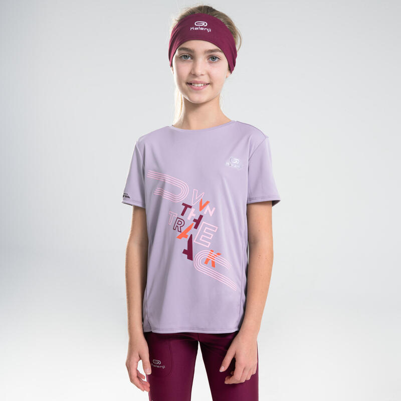 Dětské tričko na atletiku AT300 fialové 