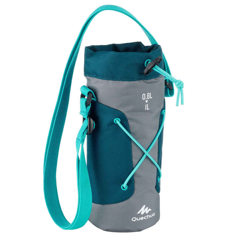 Insulated cover for hiking flask 0.75 to 1 litre grey/blue