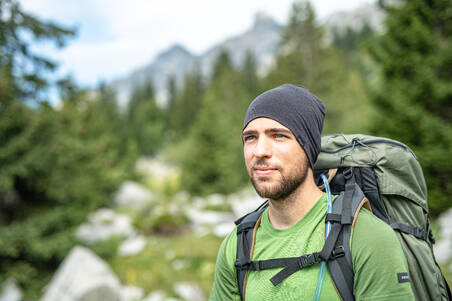 TREKKING MERINO WOOL KNIT CAP - MT500 - BLACK 