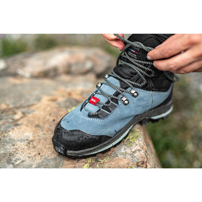 Botas de trekking TREK 100 - molde largo- mulher - couro impermeáveis