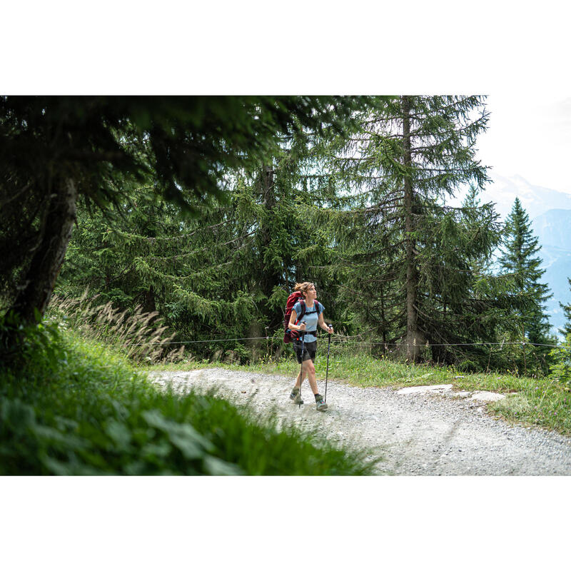 Dámské turistické merino tričko Trek 500 světle modré 