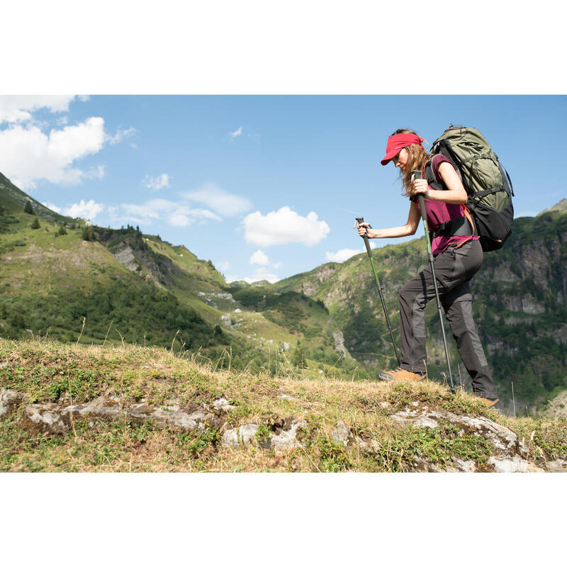Women's Mountain Trekking Backpack Trek 100 Easyfit 60L - Khaki