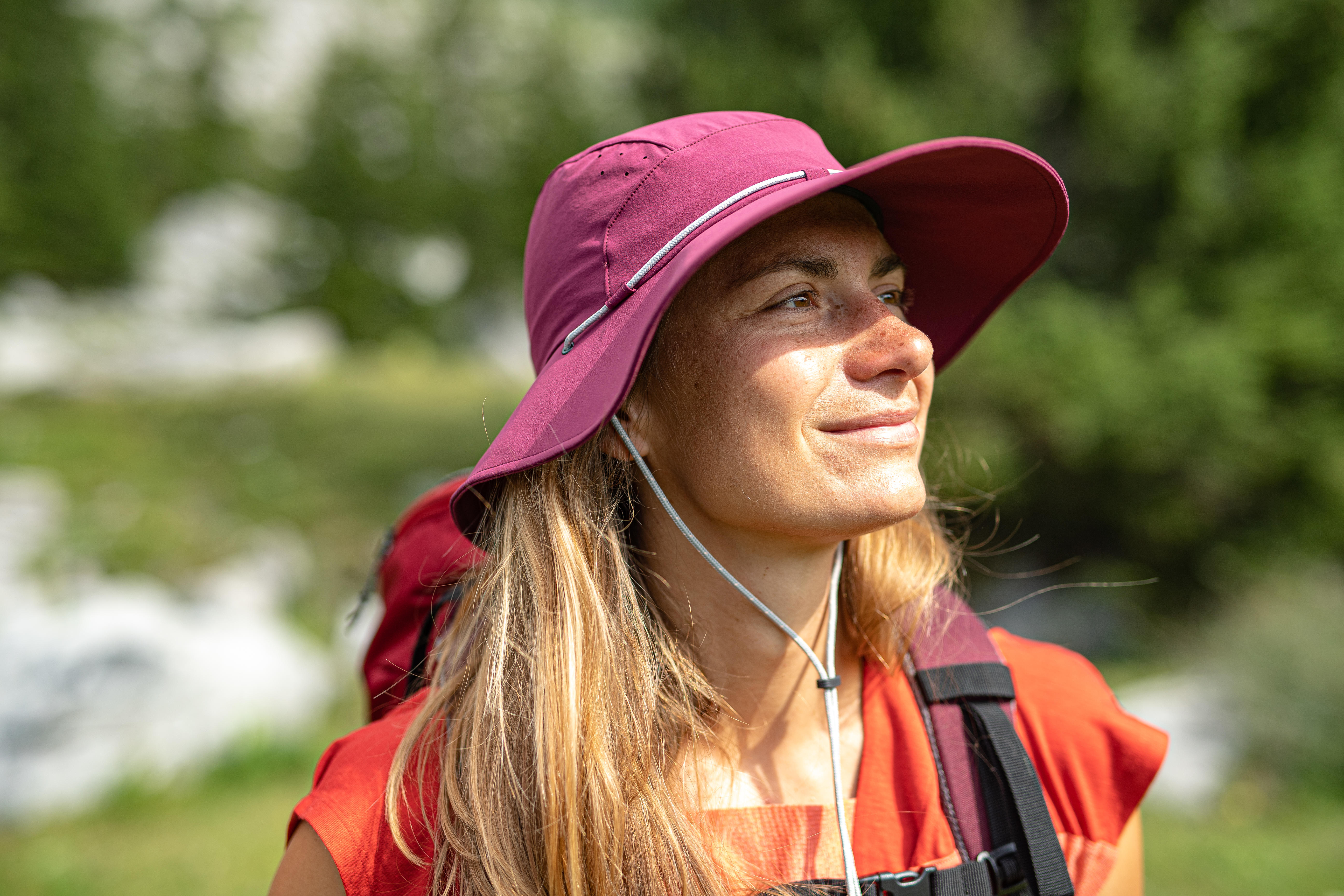 Trek 500 Mountain Trekking Anti-UV Hat Purple - Women's