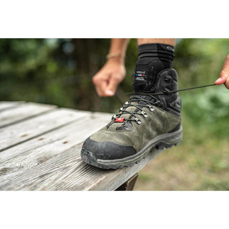 Trekkingschuhe Herren hoch Leder breit wasserdicht Bergwandern - MT100 