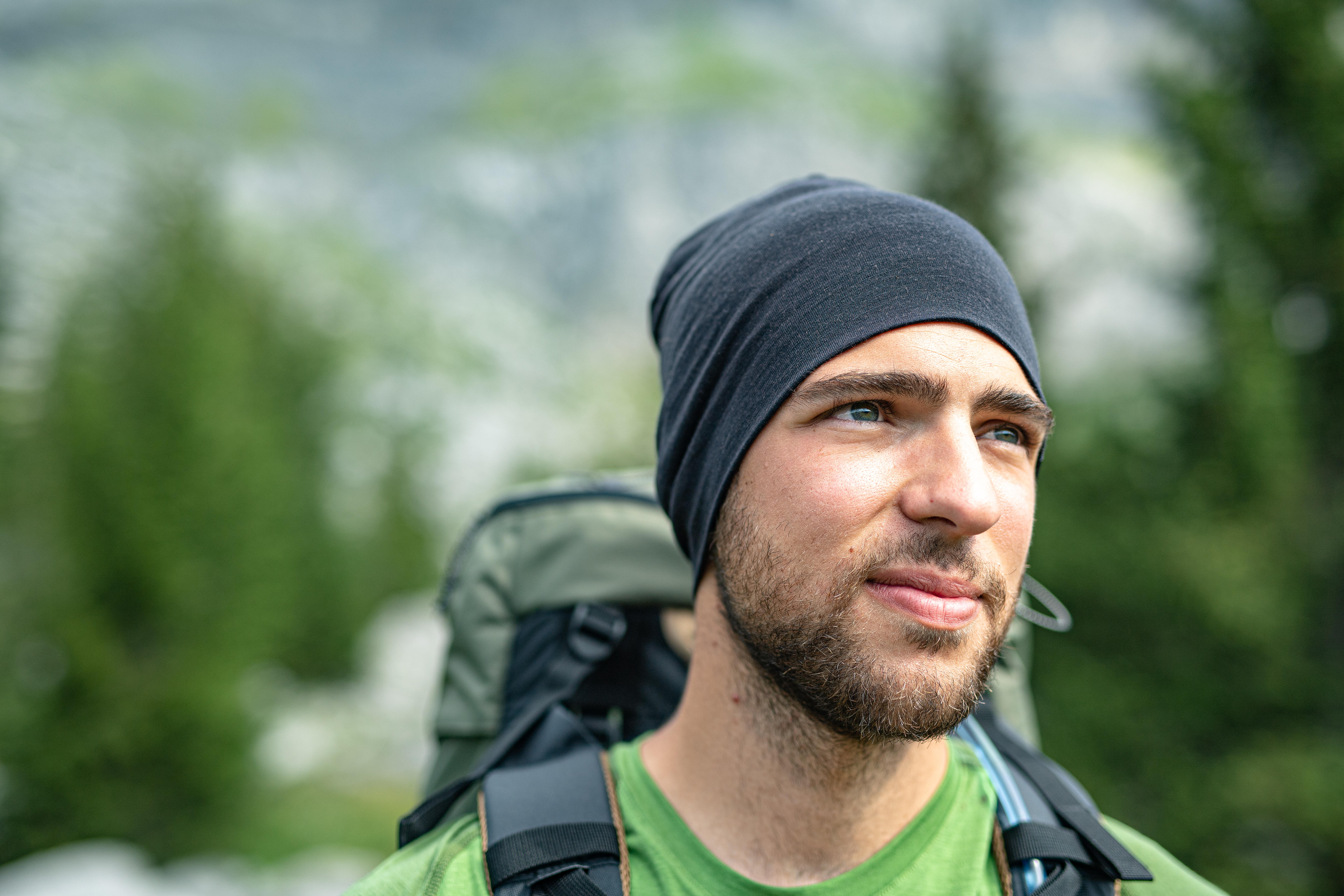 Merino Wool Hat - Trek 500 Black - FORCLAZ