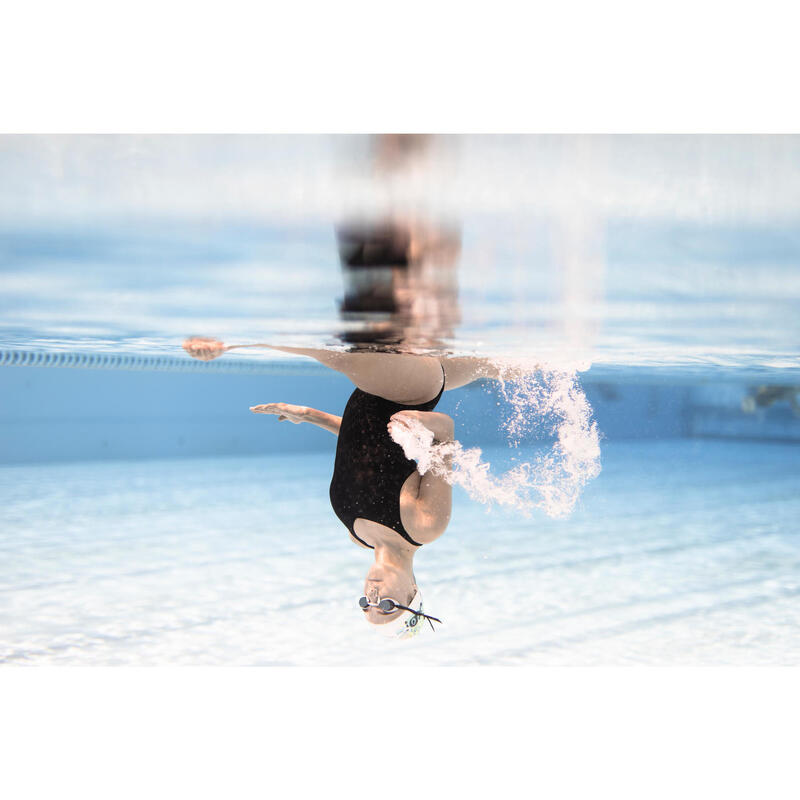 Maillot de bain femme de natation artistique (synchronisée) une pièce, noir.