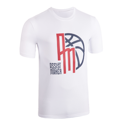 T-SHIRT / MAILLOT DE BASKETBALL HOMME TS500 BLANC ASSIST MAKER