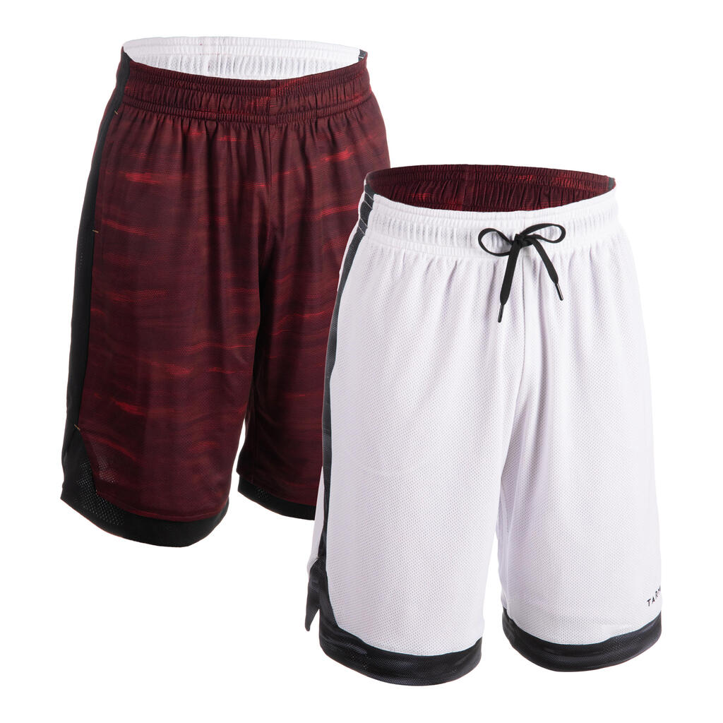 Basketballshorts wendbar SH500 Herren weiss/marineblau