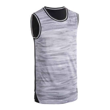 Men's Reversible Sleeveless Basketball Jersey T500R - Grey/Black