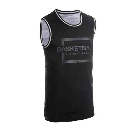 Men's Reversible Sleeveless Basketball Jersey T500R - Grey/Black