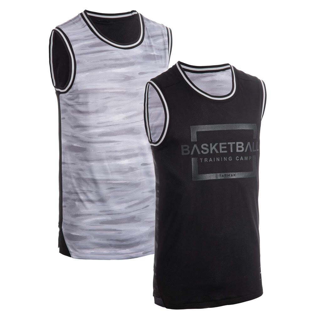 Basketballtrikot ärmellos wendbar T500R Herren grau/schwarz