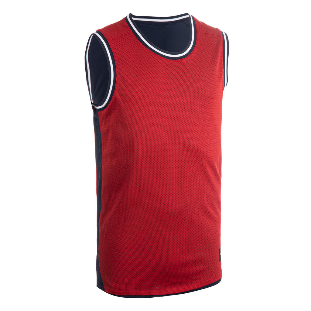 Men's Reversible Sleeveless Basketball Jersey T500R - Blue/Garnet Red