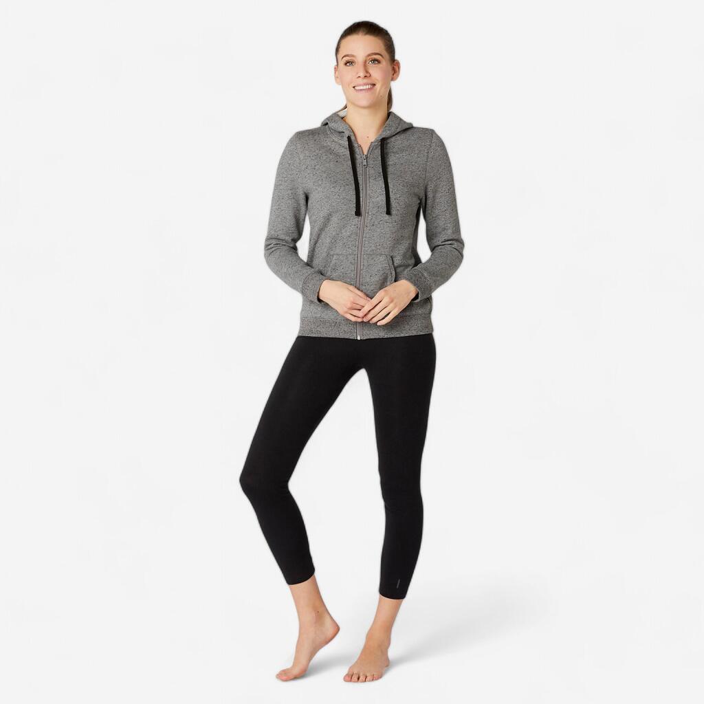 Women's Zip-Up Fitness Hoodie 500 - Grey