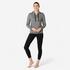 Women's gym cotton fleece hoodie zip jacket 500-grey