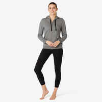 Women's Zip-Up Fitness Hoodie 500 - Grey