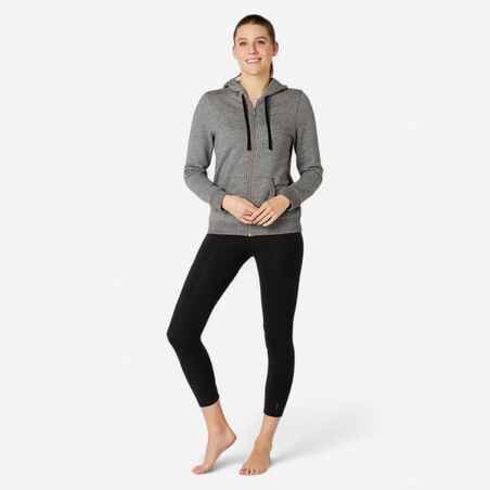 Women's Zip-Up Fitness Hoodie 500 - Grey