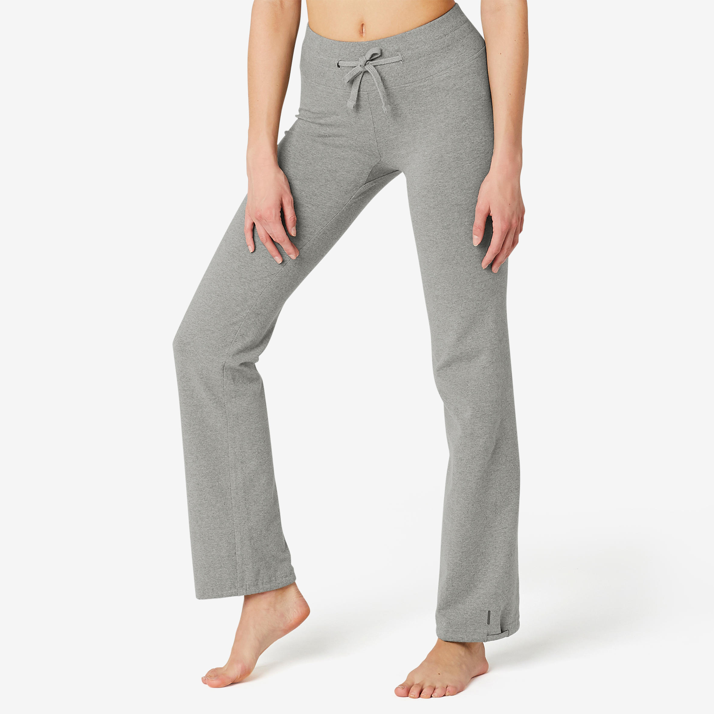 Mallas Leggings Corte Recto Bajos Ajustables Fitness Mujer 500 Gris 17/27