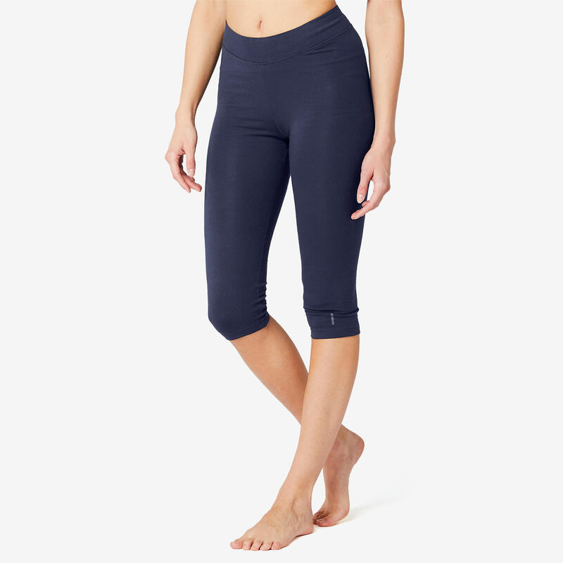 Slim-Fit Majority Cotton Fitness Cropped Bottoms Fit+ - Navy Blue
