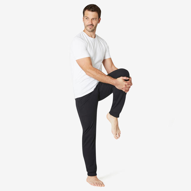 Men's Cotton Gym Pants Regular fit 500 - Black