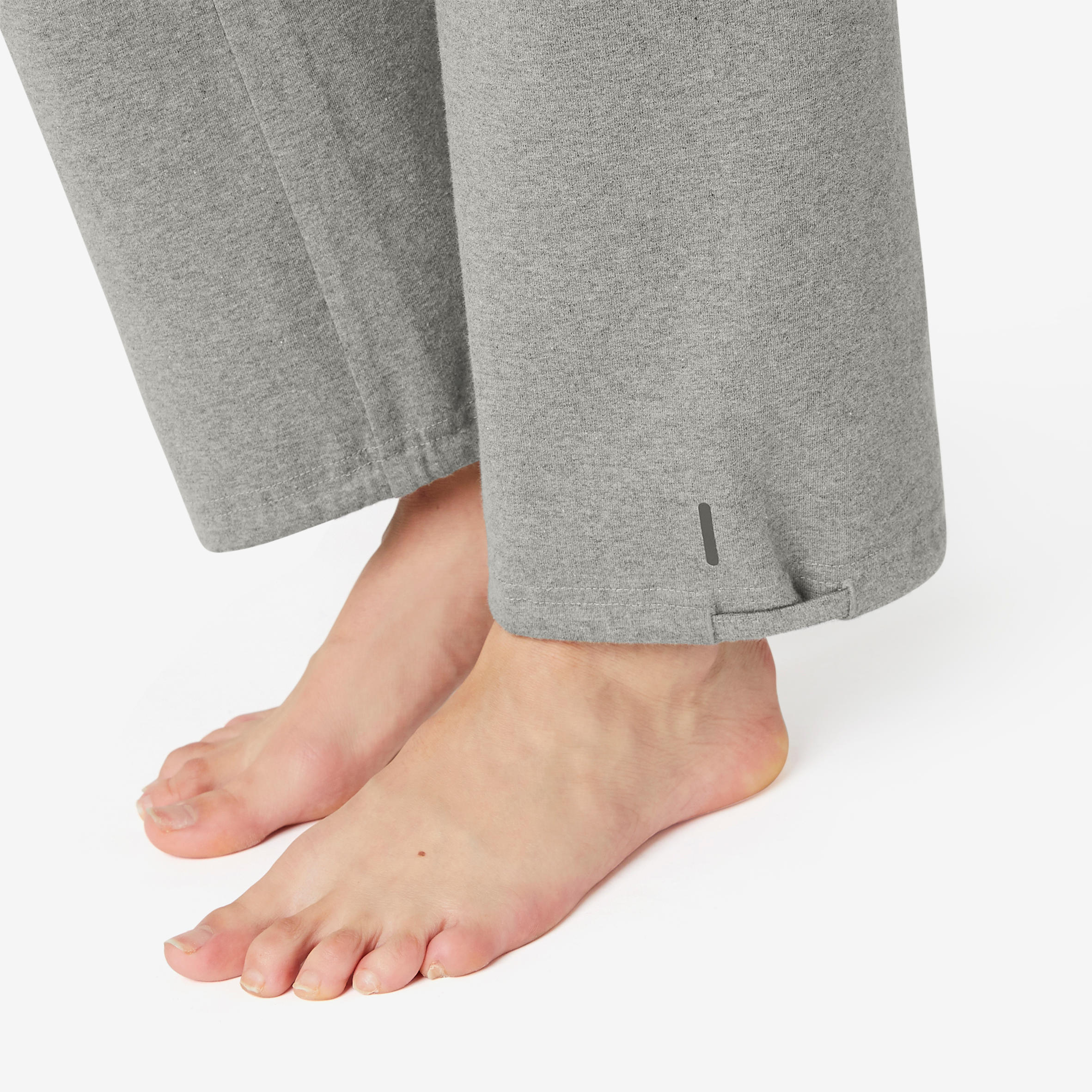 Mallas Leggings Corte Recto Bajos Ajustables Fitness Mujer 500 Gris 25/27