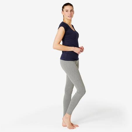 Легинсы хлопковые для фитнеса серые Fit+