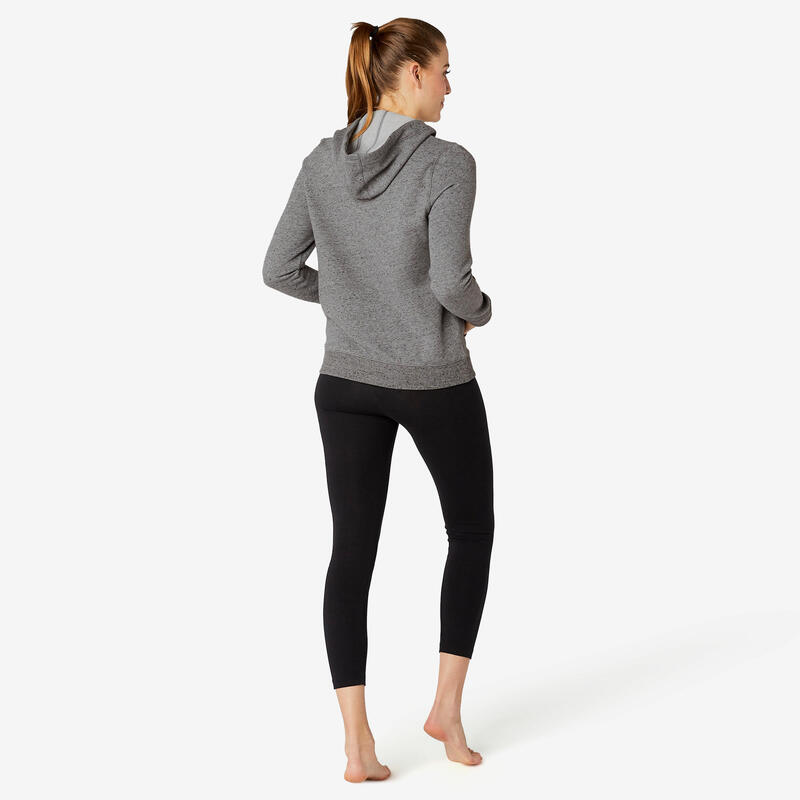 Sweat zippé à capuche fitness femme - 500 Gris