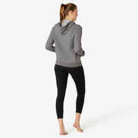 Women's Zip-Up Fitness Hoodie 500 - Grey