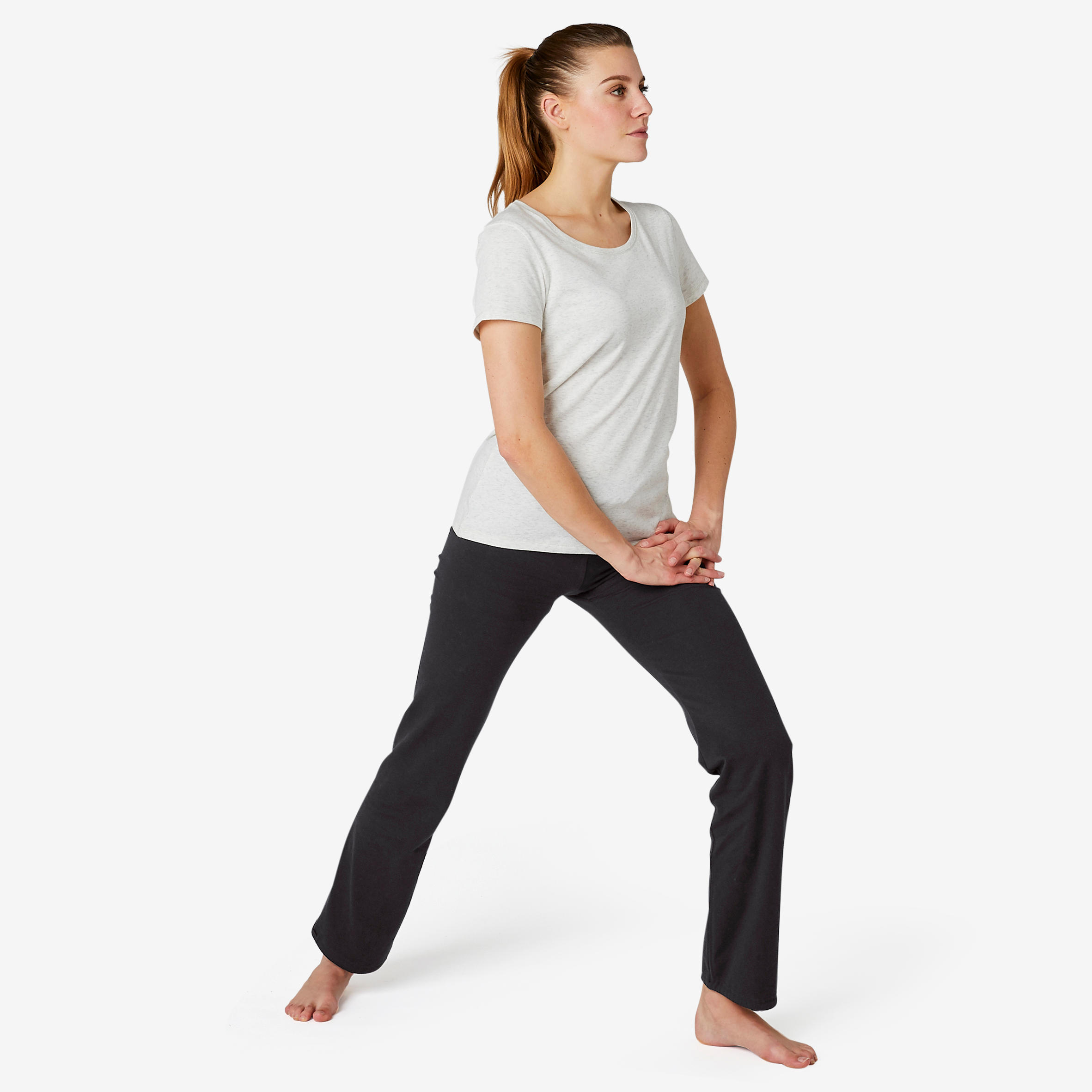 Leggings de fitness bajos ajustables negros para mujer Confort 500 17/25