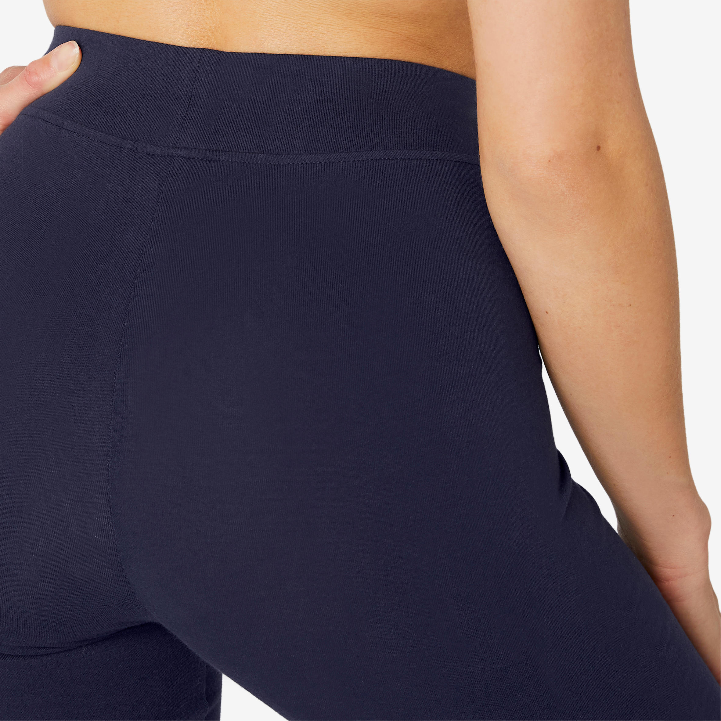 Fitnesslegging Fit+ katoen recht model marineblauw 7/9