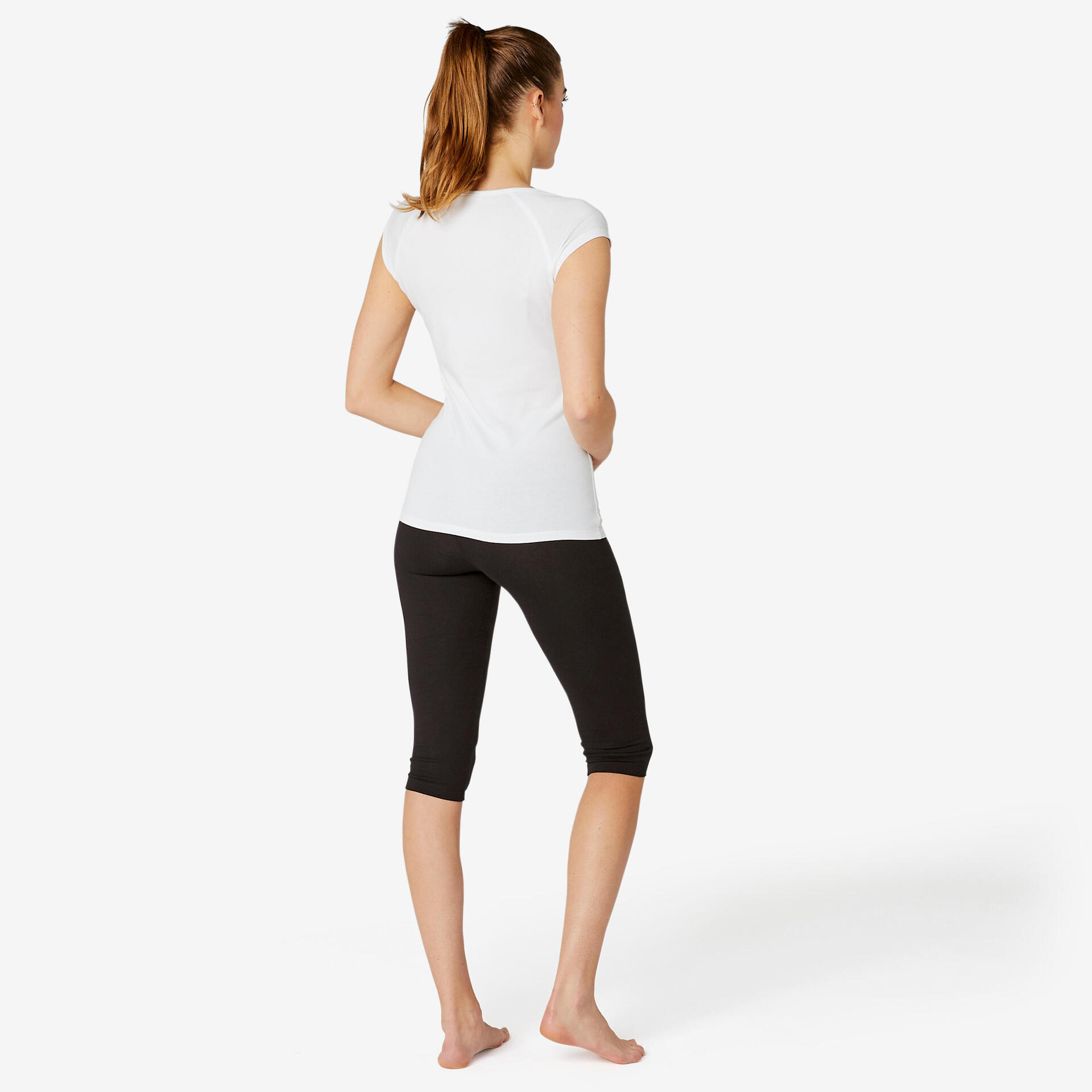 Women's Slim-Fit Fitness Cropped Bottoms 500 - Black