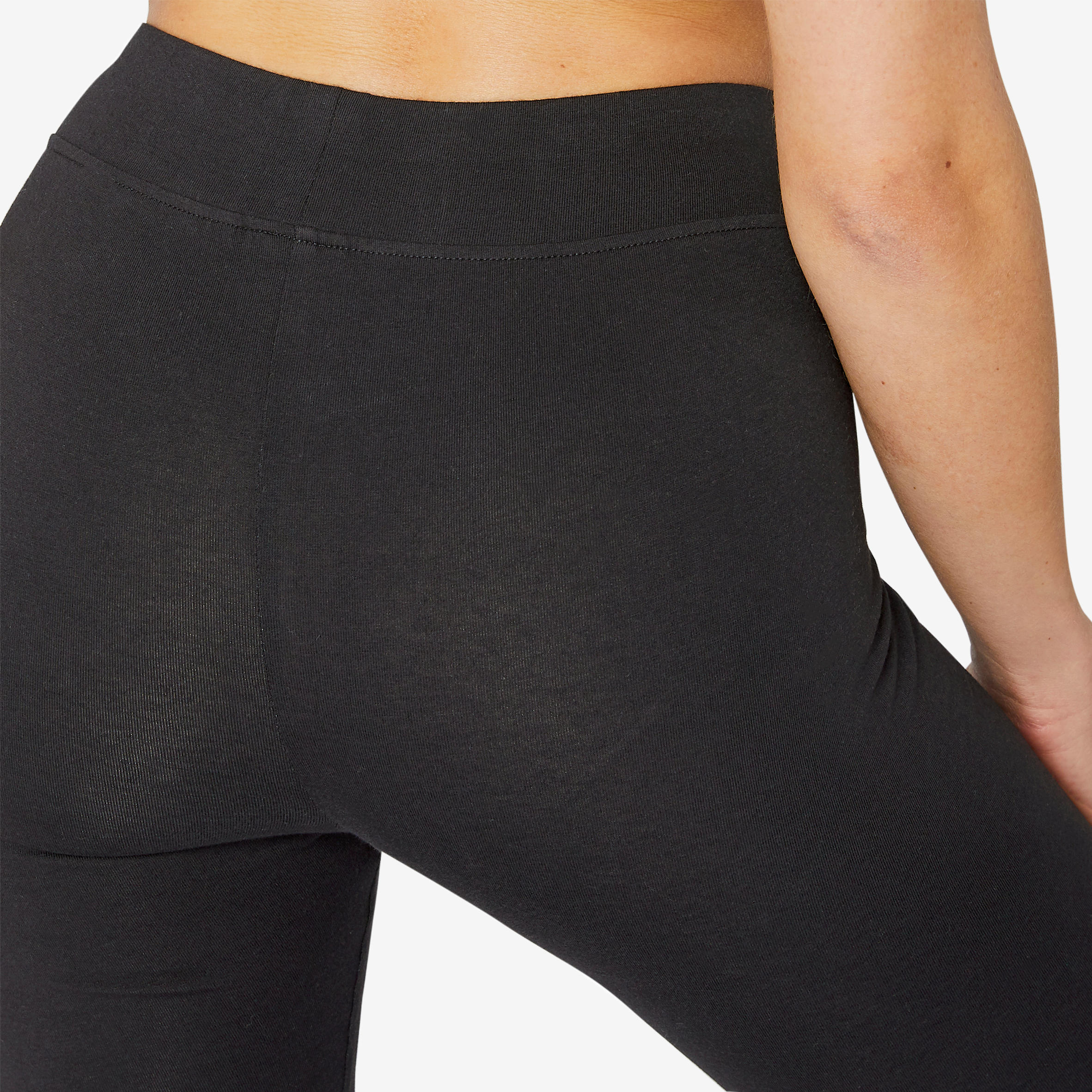 Malla legging algodón tiro alto  fitness Mujer 500 negro 5/6