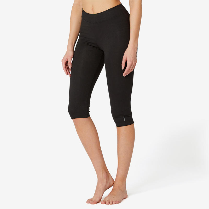 Kuitbroek Voor Pilates En Lichte Gym Dames Fit 500 Slim Fit Zwart