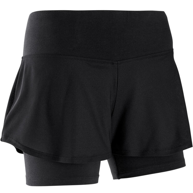 Short mallas cortas fitness 2 en 1 Mujer Nyamba 900 negro