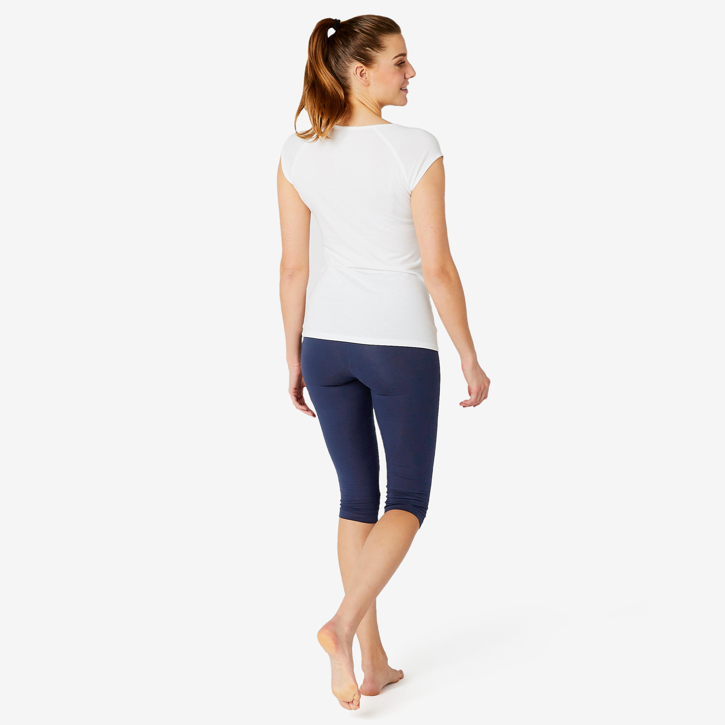 Women's Slim Fitness Cropped Bottoms Fit+ 500 - Navy Blue 3/8