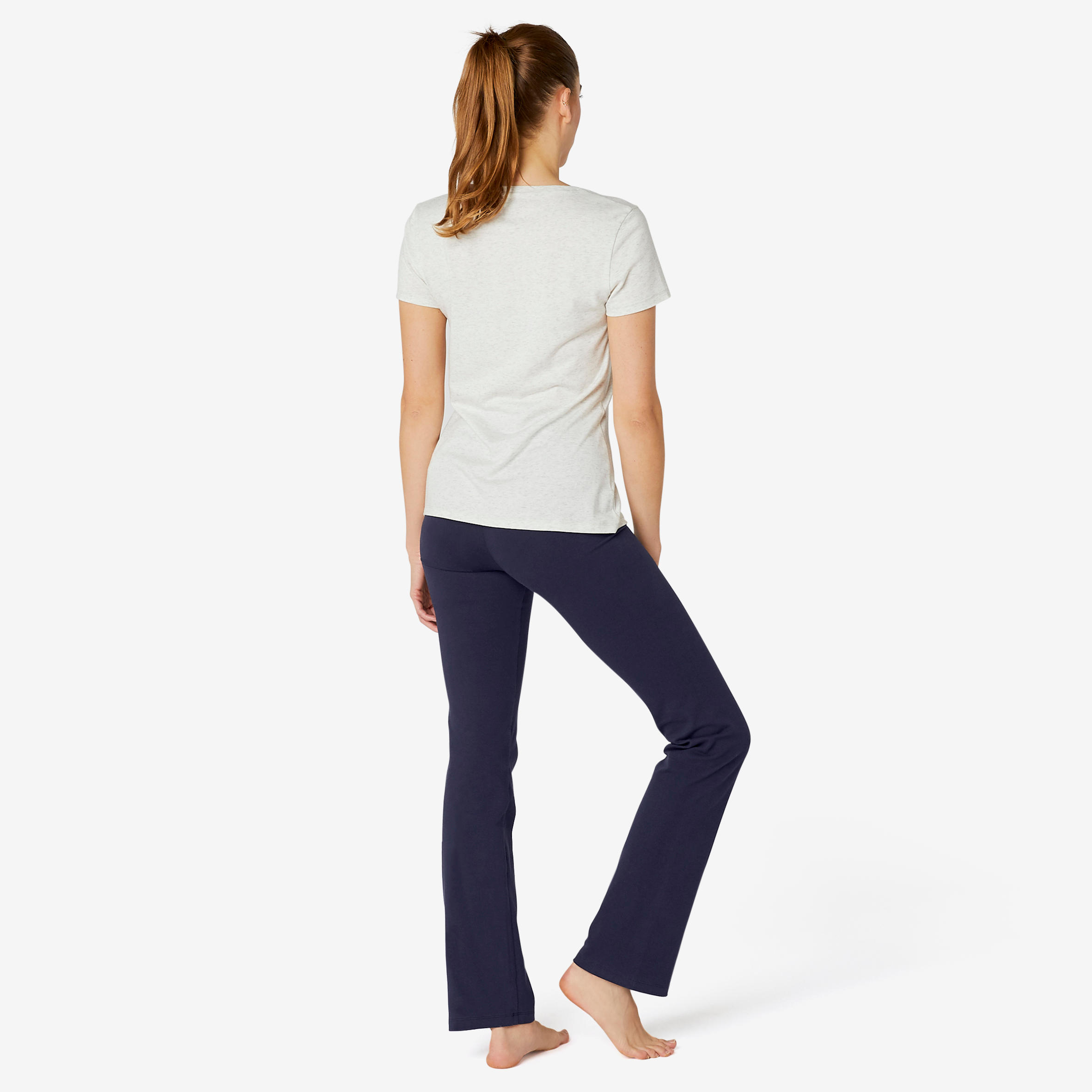 Fitnesslegging Fit+ katoen recht model marineblauw 4/9