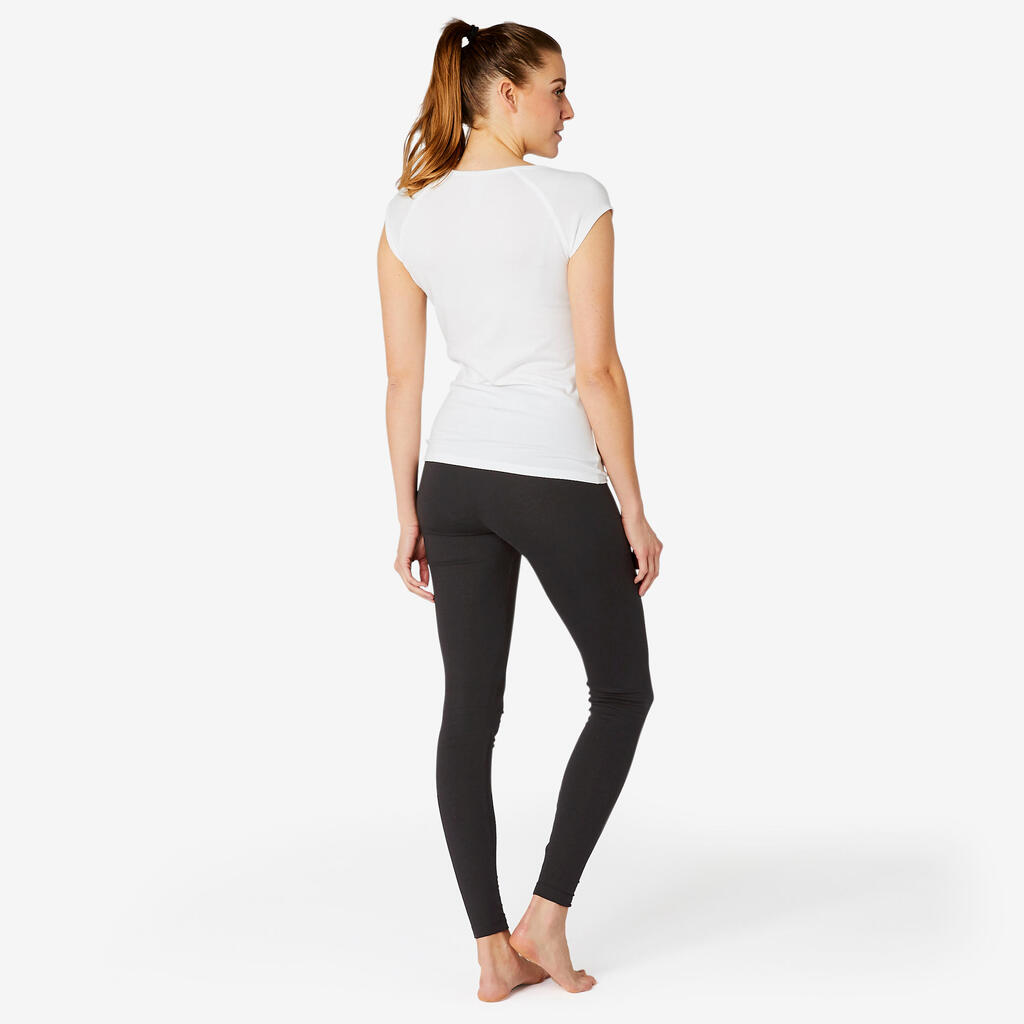 Legging fitness long coton extensible femme - Fit+ bleu marine