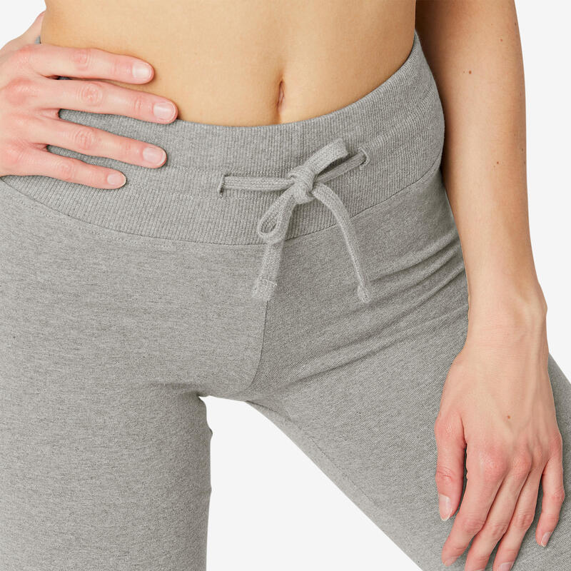 Leggings Fitness Mujer Gris Corte Recto Ajustables