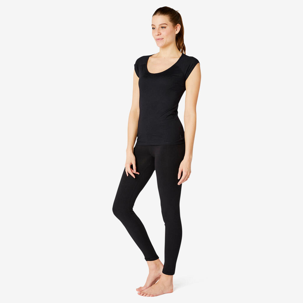 Women's Slim-Fit Gentle Gym & Pilates T-Shirt 500 - Pink